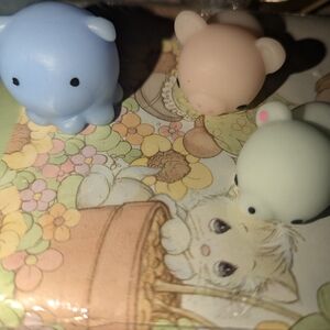 Cute Animal Squishy Toys Set - Blue, Pink, Green Set Of 6
